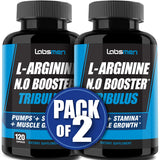 L-Arginine Nitric Oxide Supplements for Men – Happy Wife, Happy Nights Help Increase Blood Flow Circulation, Muscle Pump Pre Workout, Male Endurance w/ Tribulus - 2 Mons