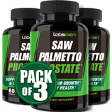 3X Formula Natural Prostate Health Supplements for Men - Saw Palmetto Reduce Nighttime Bathroom Trips + Hair Growth/Hair Loss Prevention, 2-Mons