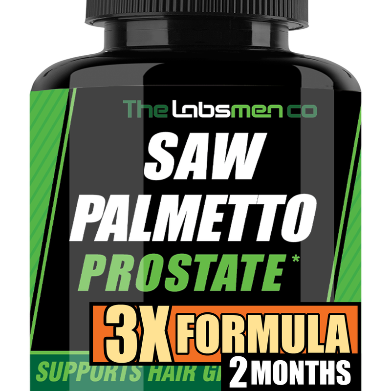 3X Formula Natural Prostate Health Supplements for Men - Saw Palmetto Reduce Nighttime Bathroom Trips + Hair Growth/Hair Loss Prevention, 2-Mons