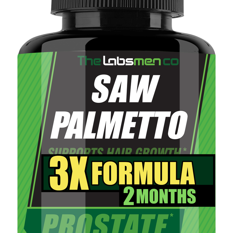 3X Formula Natural Prostate Health Supplements for Men - Saw Palmetto Reduce Nighttime Bathroom Trips + Hair Growth/Hair Loss Prevention, 2-Mons