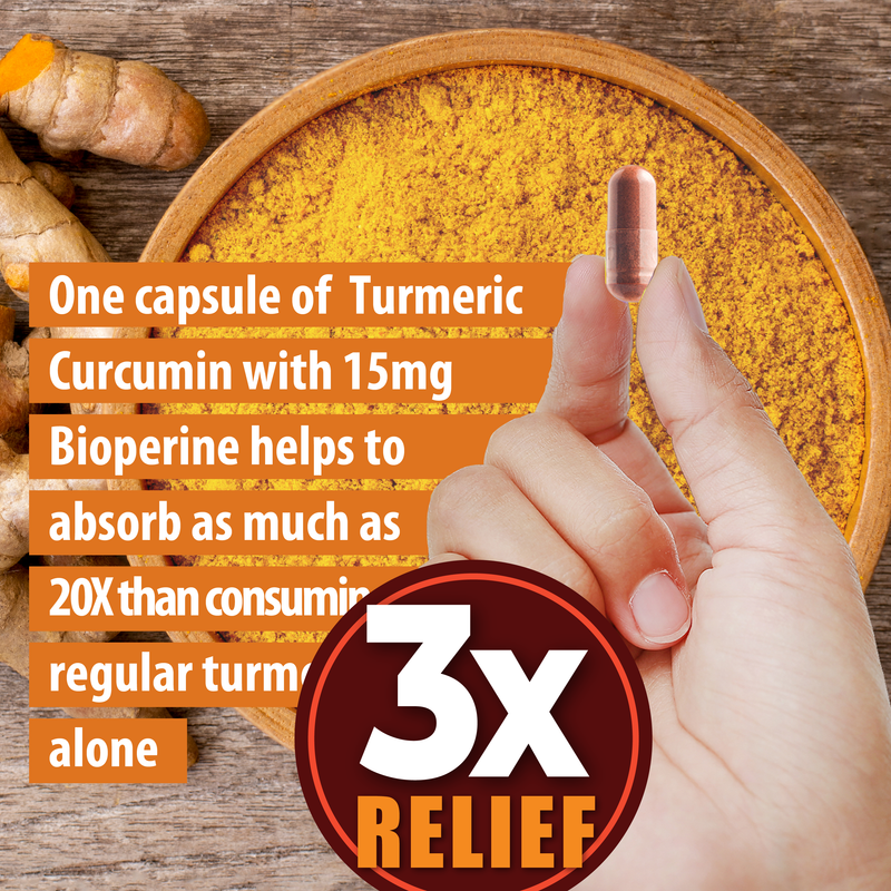 Just One Vegan Turmeric Curcumin Capsule a Day – 95% Curcuminoids Turmeric Curcumin 3X Relief with BioPerine® Black Pepper – Extra Strength – Supports Joint Comfort & Healthy Lifestyle – 2 Months Supply