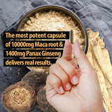 10000mg Maca Root Capsules (w/ Black Maca) + 1400mg Korean Red Panax Ginseng Extract as Maca Root Capsules for Women & Maca Root Capsules for Men for Reproductive Health & Natural Energy