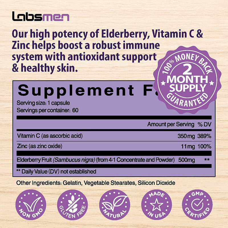 Sambucus Elderberry Zinc Vitamin C Supplement Provides Elderberry Immune Support Vitamin Zinc Vitamin C As Immune Booster for Adult, Immunity Booster &amp; Black Elderberry Supplement