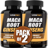 10000mg Maca Root Capsules (w/ Black Maca) + 1400mg Korean Red Panax Ginseng Extract as Maca Root Capsules for Women & Maca Root Capsules for Men for Reproductive Health & Natural Energy