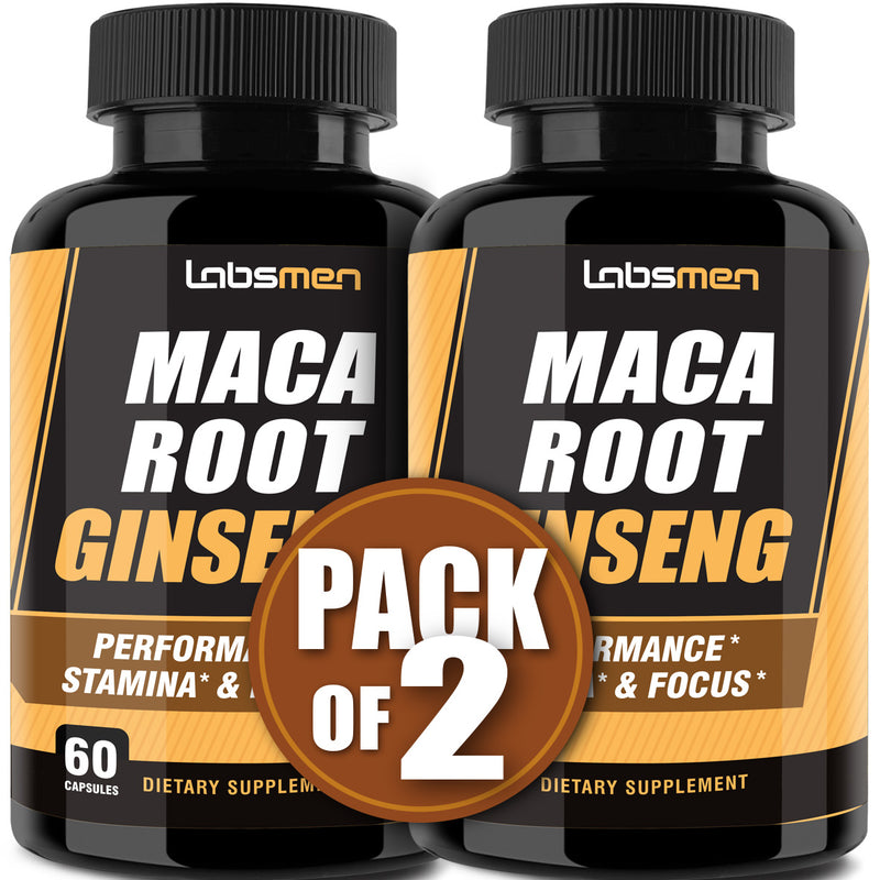 10000mg Maca Root Capsules (w/ Black Maca) + 1400mg Korean Red Panax Ginseng Extract as Maca Root Capsules for Women & Maca Root Capsules for Men for Reproductive Health & Natural Energy