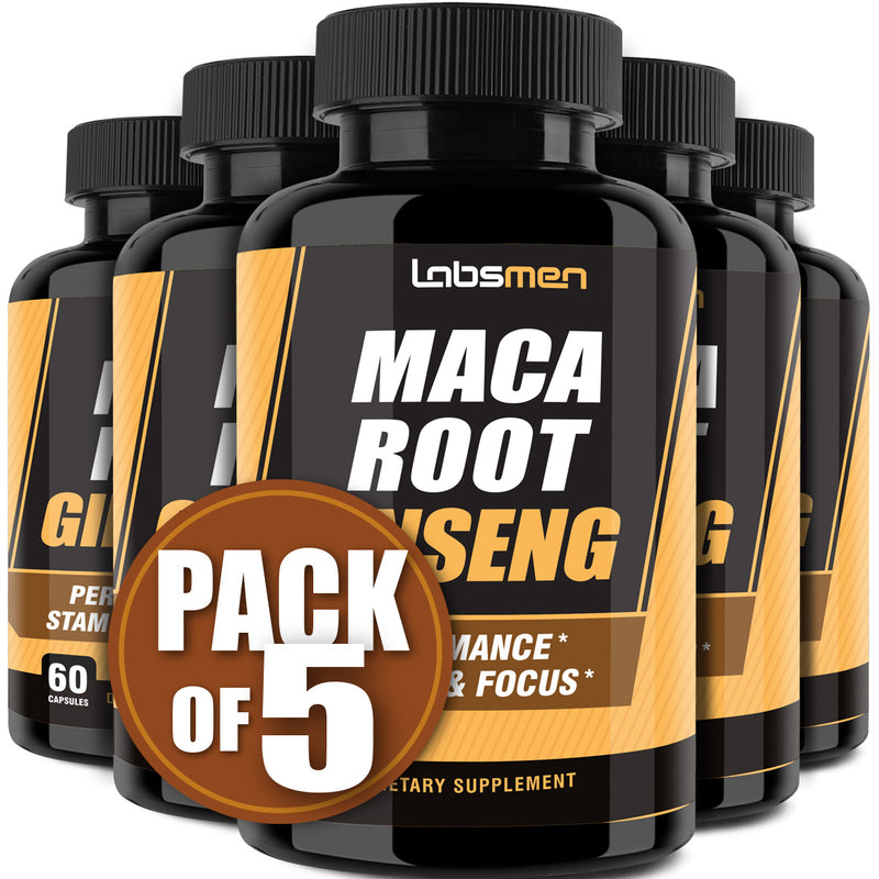 10000mg Maca Root Capsules (w/ Black Maca) + 1400mg Korean Red Panax Ginseng Extract as Maca Root Capsules for Women & Maca Root Capsules for Men for Reproductive Health & Natural Energy