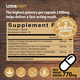 Natural Nootropic Organic Mushroom Complex - Lions Mane, Cordyceps & Reishi Mushroom Supplement as Brain Booster/Energy Pills Help Support Brain Power, Mental Clarity & Immune System, Veggie